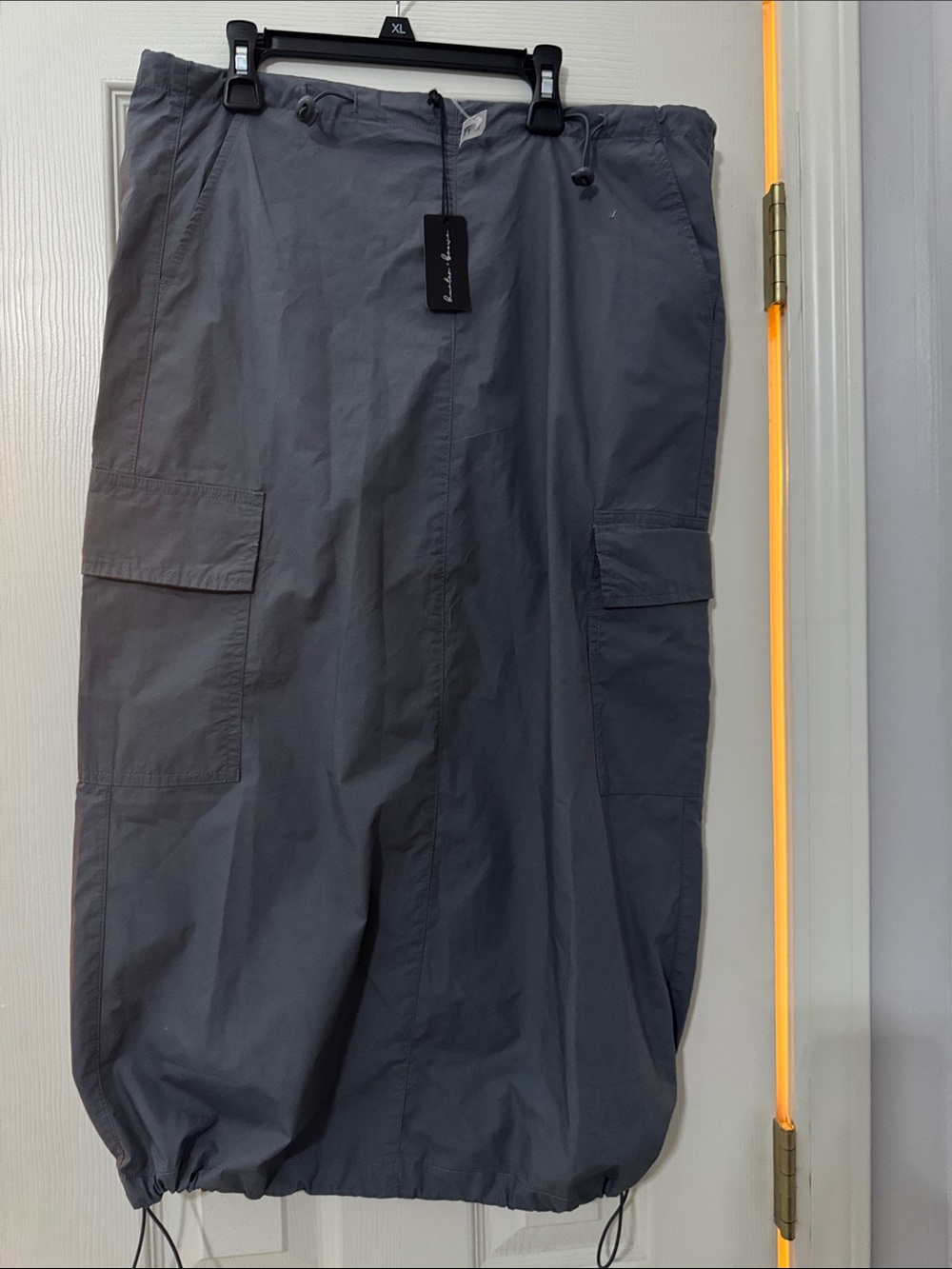 Women's Gray Cargo Drawstring Skirt